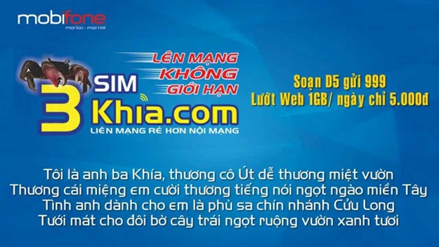 Sim Ba Khía ưu đãi hấp dẫn như gọi và truy cập 3G/4G cực kỳ rẻ